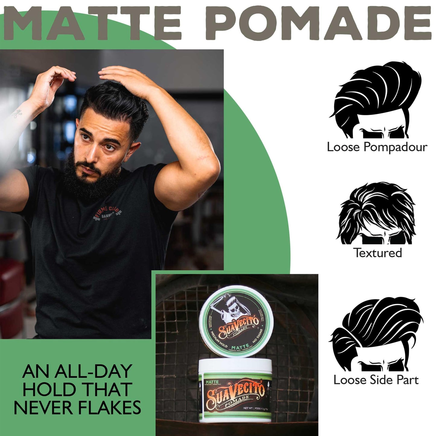 Suavecito Pomade Matte (Shine-Free) Formula 4 oz, 3 Pack - Medium Hold Hair Pomade For Men - Low Shine Matte Hair Paste For Natural Texture Hairstyles