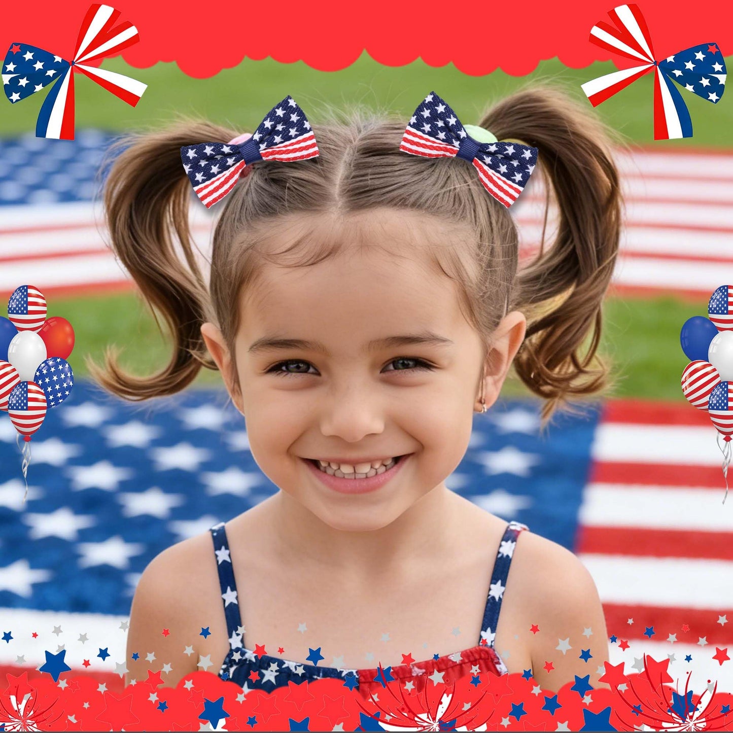 FARSYOD Hair Bow 4th of July Bows for Girls American Flag Hair Clips Patrioctic Bowknot Barrette USA Hairpin Red White Blue Accessories for Independence Day