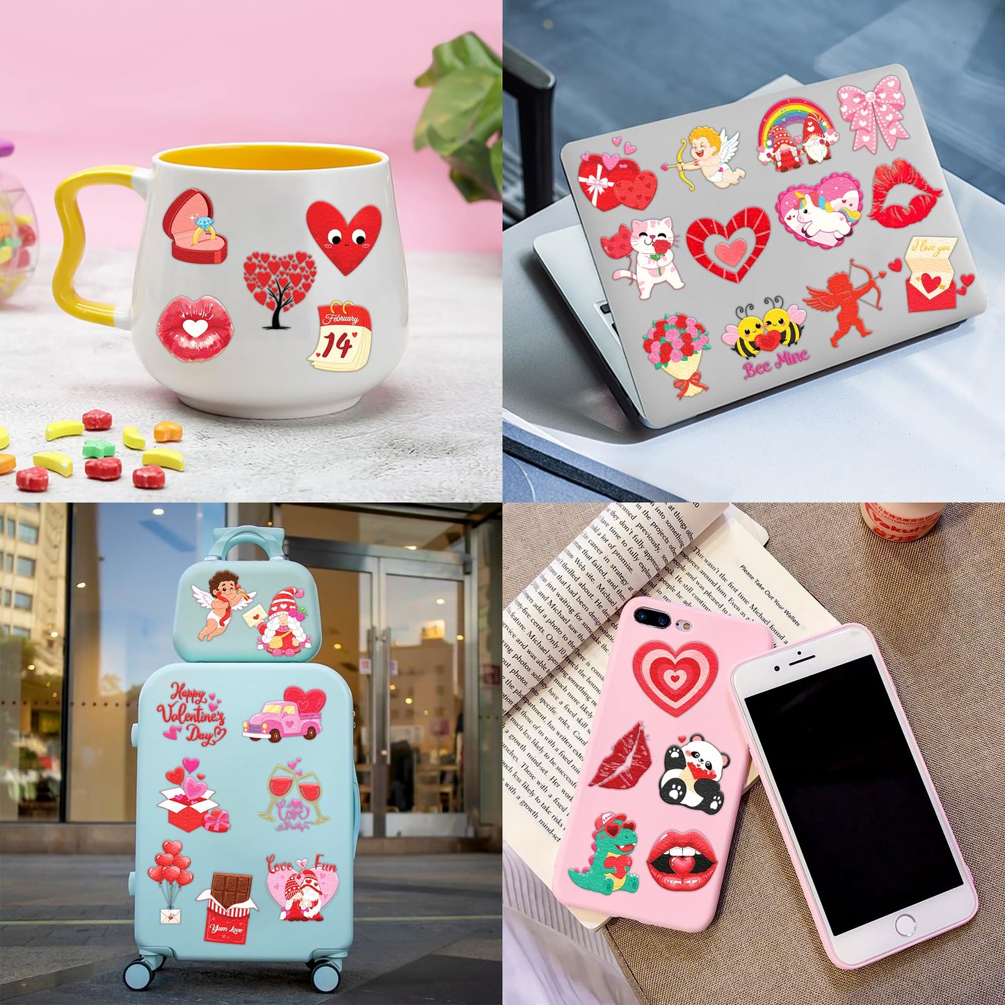 96PCS Valentine’s Day Love Heart Pre-Cut Temporary Tattoos for Kids