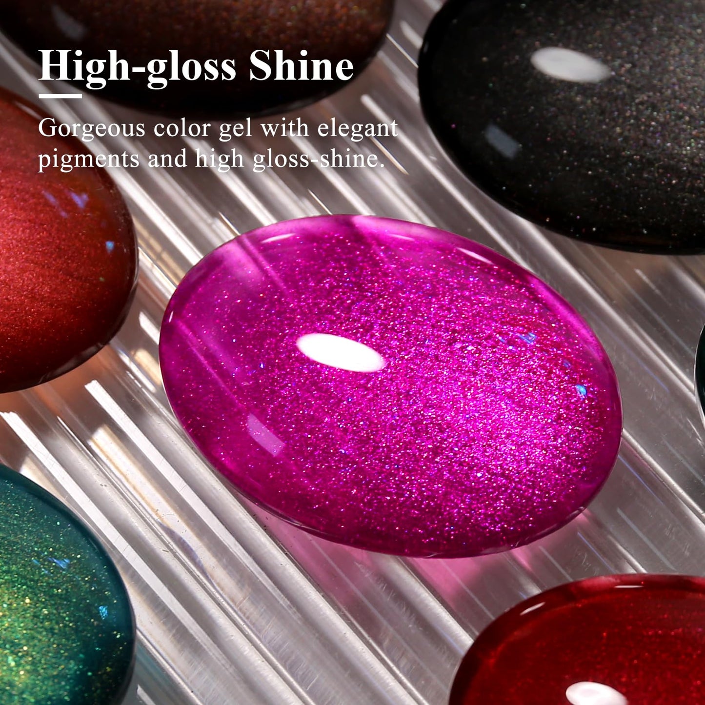 Imtiti Pearl Gel Nail Polish,0.5 Fl Oz Wine Red Glitter Drawing Gel Polish Shell Thread Shimmer Mermaid Nail Gel Polish Soak Off UV LED for Home DIY Nail Art Manicure Salon