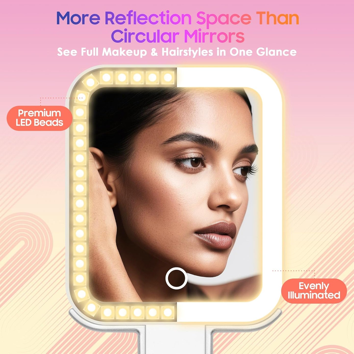Magnifying Travel Mirror with Light - 30X/1X Double-Sided, Adjustable Brightness, Portable for Makeup & Desktop Use