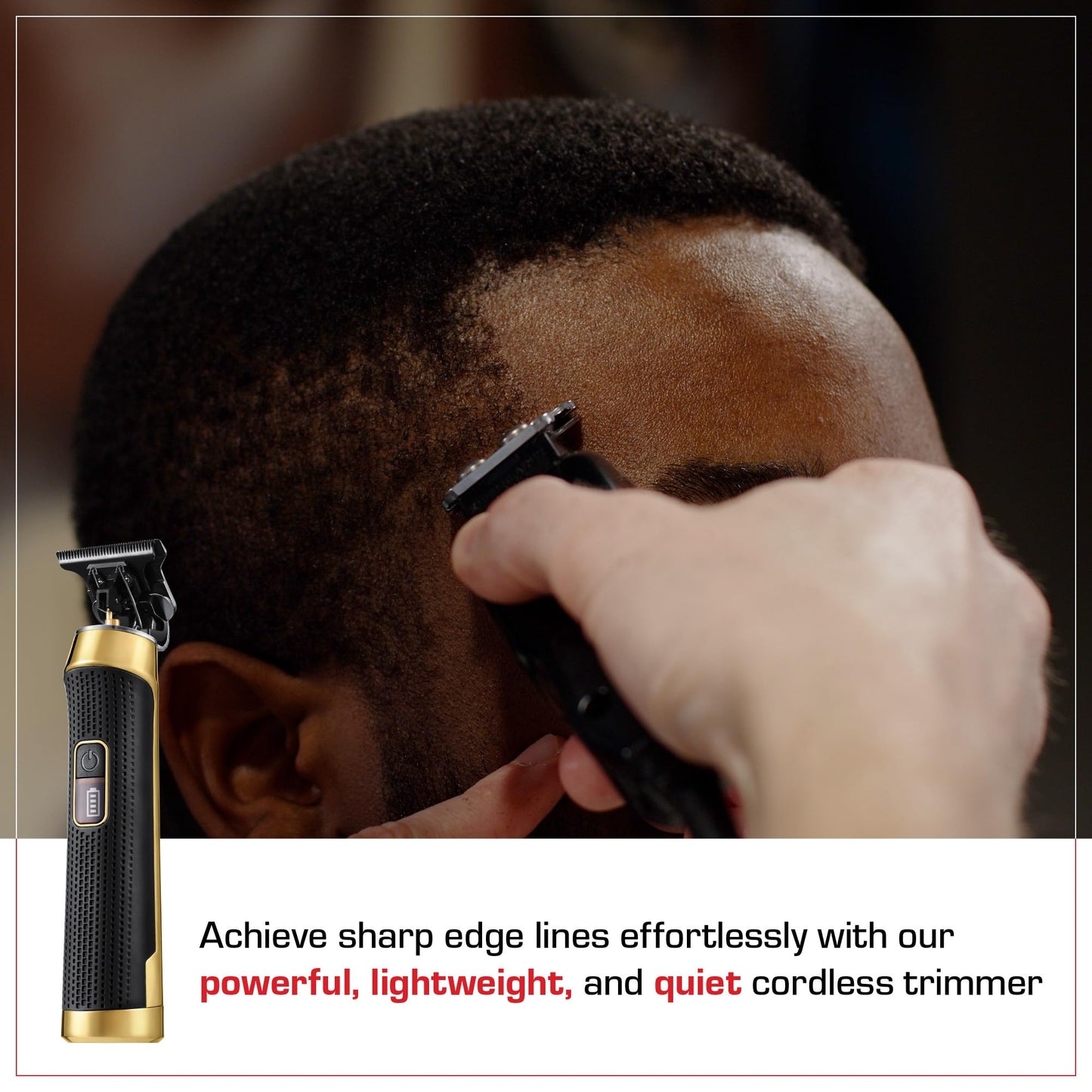 Red by Kiss Edge King Cordless Trimmer, Zero-Gapped DLC Blade for Precision Detailing, USB-C Quick Charge, Up to 4 Hours Runtime, Luxury Pouch, Blades Cover & Cleaning Supplies Included
