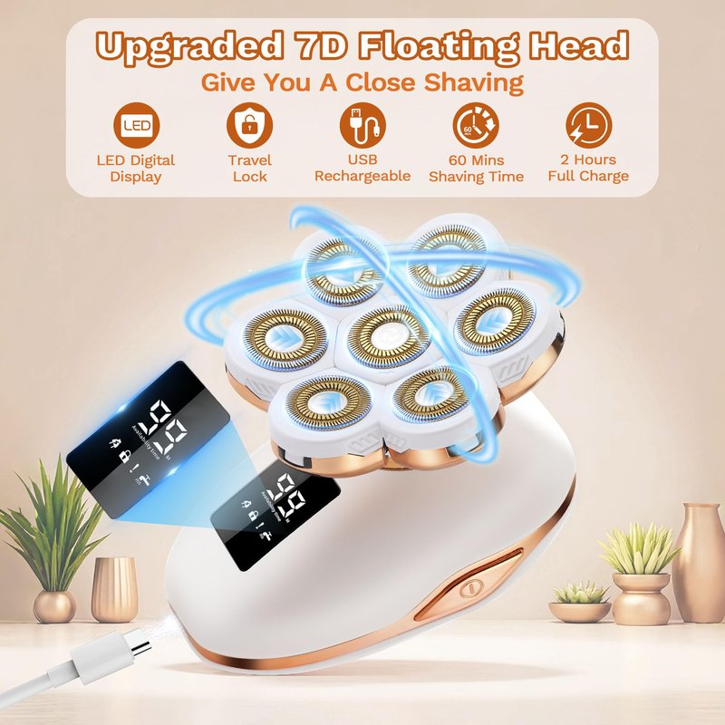 Electric Razors for Women, 7D Electric Shaver for Women, 5 in 1 Lady Shavers, Wet/Dry Bikini Trimmer, Rechargeable Facial Hair Removal, Painless Face Razor for Arms Legs Armpit Pubic Area