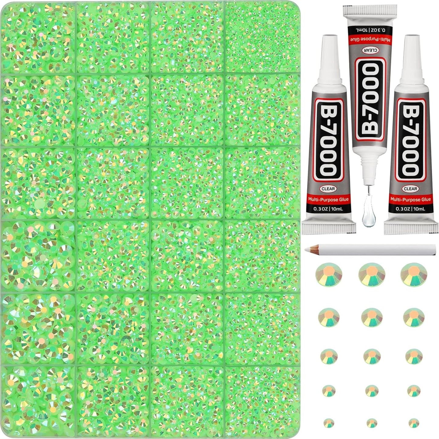 Red Rhinestones Bedazzler Kit - 6500 Pcs Flatback Crystals & B7000 Glue | 2-6mm Resin Gems for Crafts, Clothes, Shoes, Nails