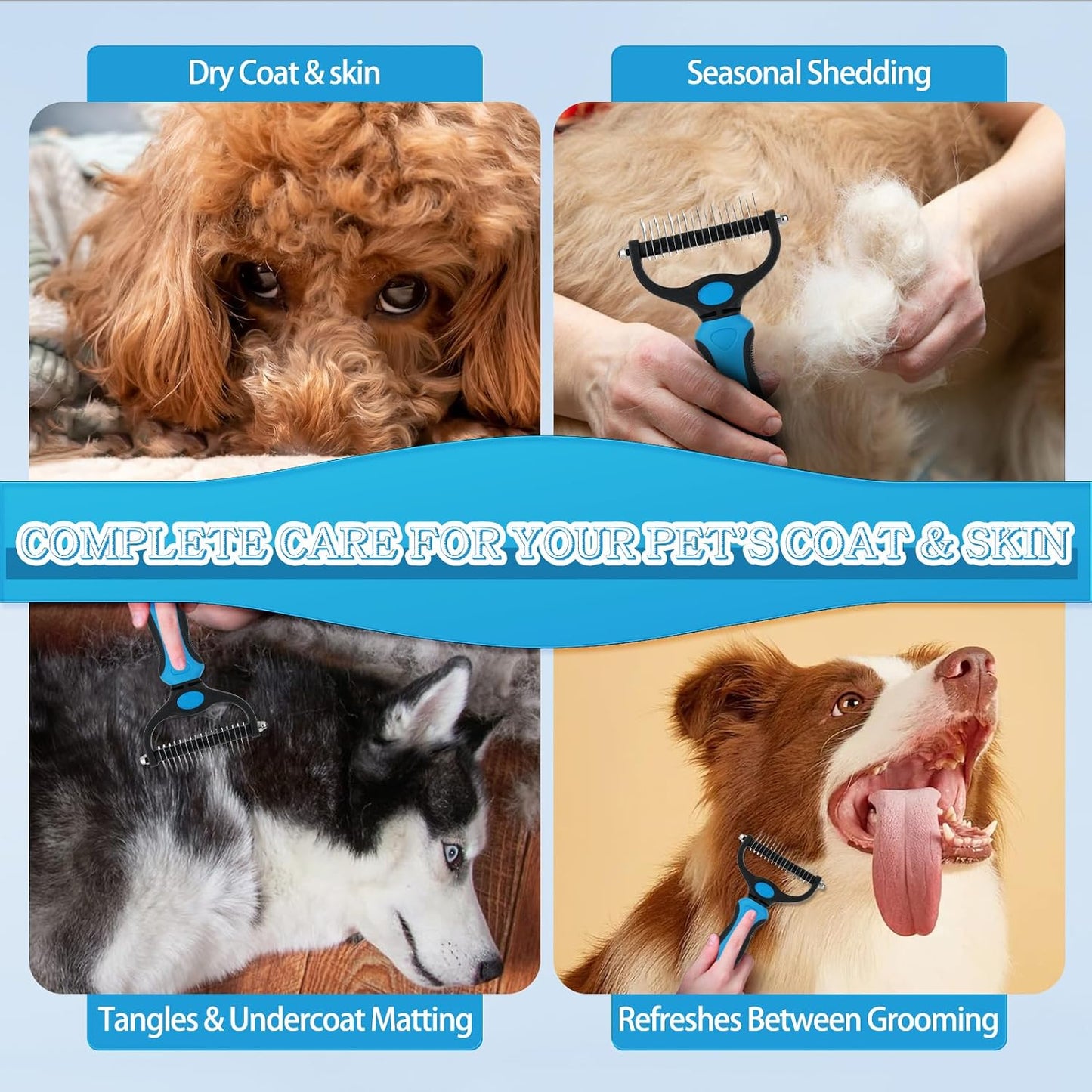 Dog Detangler Spray - Natural Leave-In Conditioner for Grooming | Lavender Scent, Includes Deshedding Brush & Metal Comb