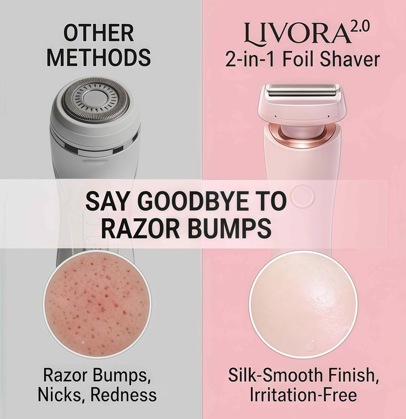 Livora Electric Shaver for Women, SilkGlide Cordless Razor for Legs Underarms Bikini, Painless Hypoallergenic Lady Trimmer, IPX7 Waterproof Wet Dry Use, USB Rechargeable (Pink)