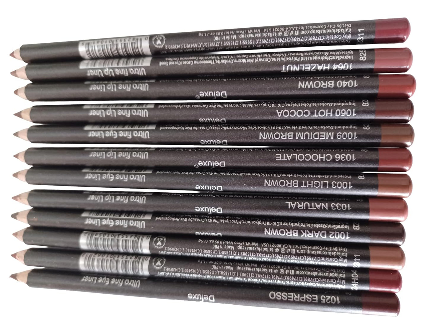 Ultra Fine Lip & Eye Liner Set - 12pc Brown Makeup Collection