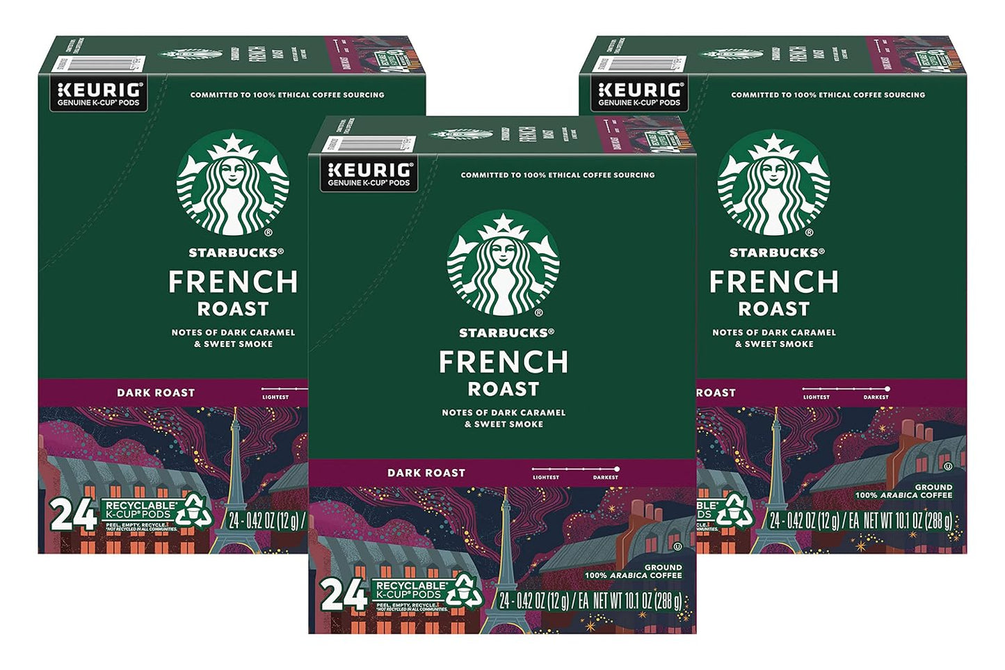 Starbucks K-Cup Coffee Pods - Dark Roast French Roast for Hot or Iced Coffee | 96 Count
