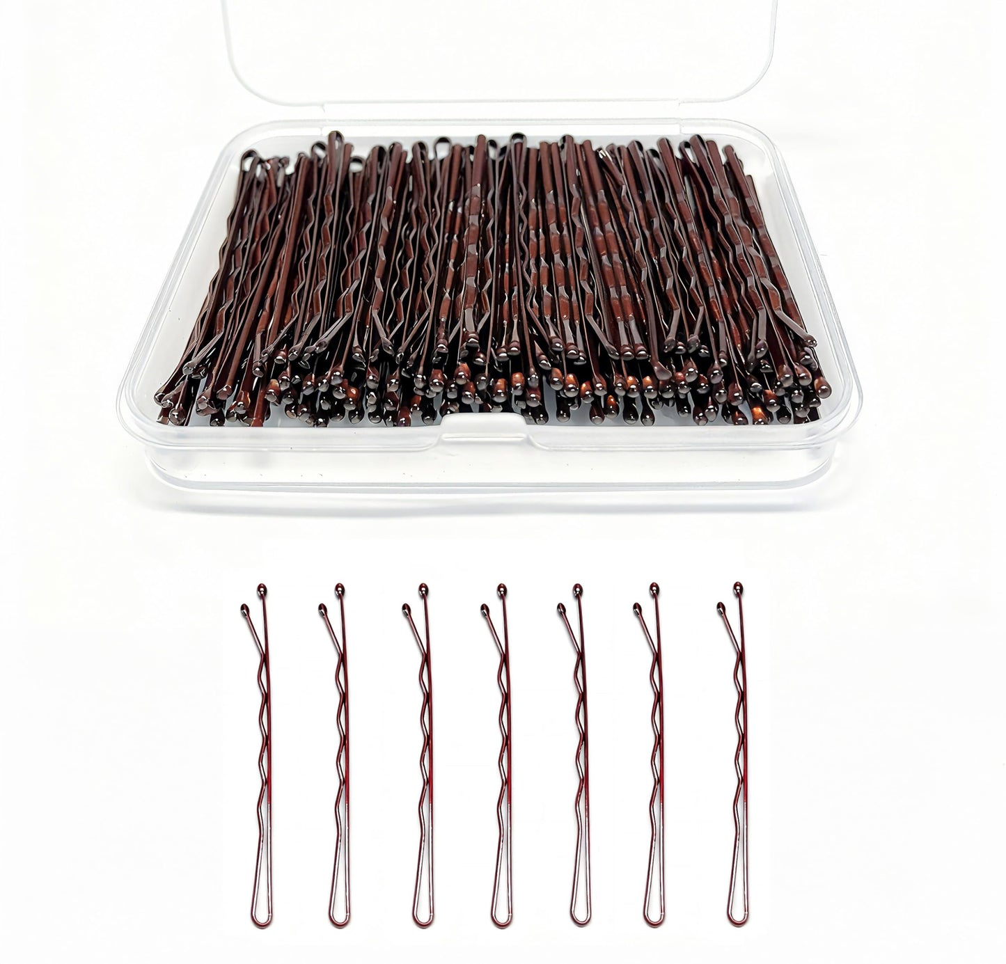 BechKCpro 100 Pcs Brown Bobby Pins for Women, 2.2" Non-Slip Wavy Hair Pins - Premium Enamel Coating, Rustproof Hair Clips with Ball Tips & Storage Box, Hair Accessories for Styling/Wedding