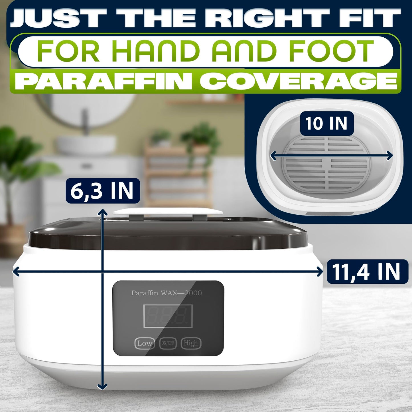 Paraffin Wax Machine for Hand and Feet – 3400ml Paraffin Wax Warmer, Adjustable Temperature with Two Modes, 110V Only (Not 220V) – Full Kit with Refill Packs, Reusable Mitts, Booties, Liners and Brush