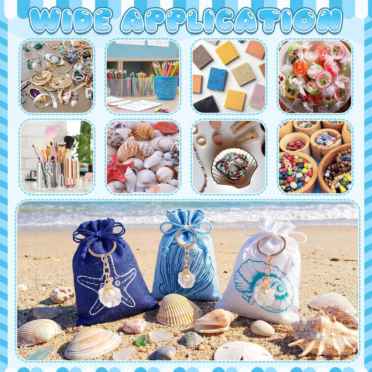 Equsion 48 Sets Beach Party Favors Ocean Seashell Keychain & Starfish Scallop Conch Burlap Bags Bachelorette Party Decor Last Toast on The Coast Nautical Bridal Shower Wedding Holiday Guest Gift Bulk