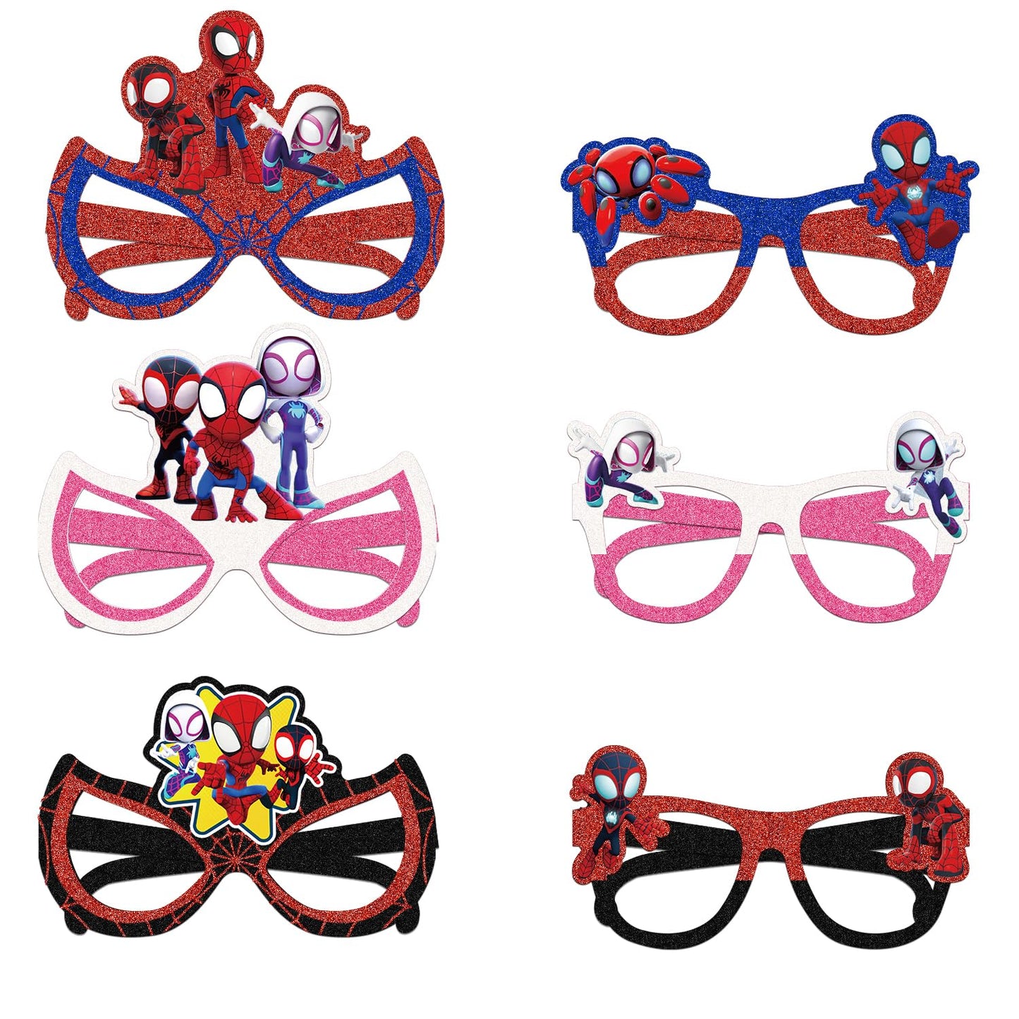 TOCKFIT 12Pcs Spider Themed Party Set: Decorative Glasses (Cosplay Style) - Ideal for Spider Themed Kids' Birthday Parties & Party Gifts