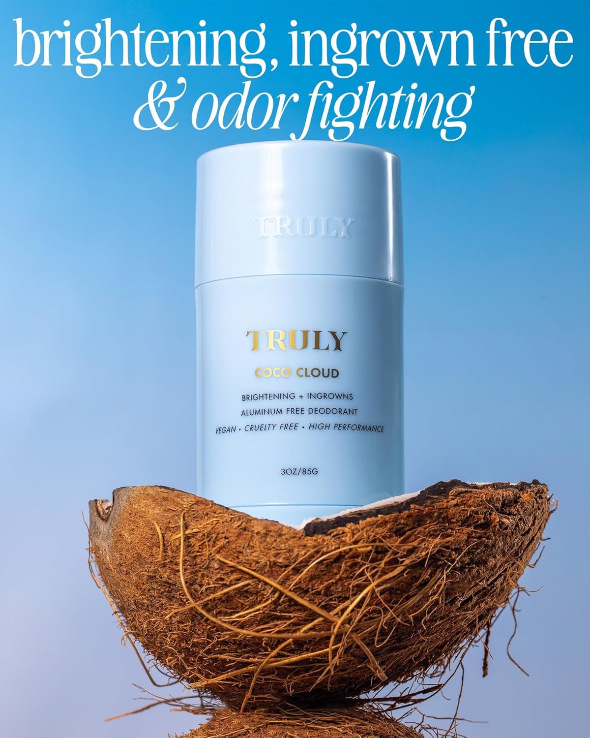 Coco Cloud Deodorant - Aluminum-Free, Gentle Formula for Body Odor & Ingrown Hairs | Coconut & Vanilla Scent | 3 Oz