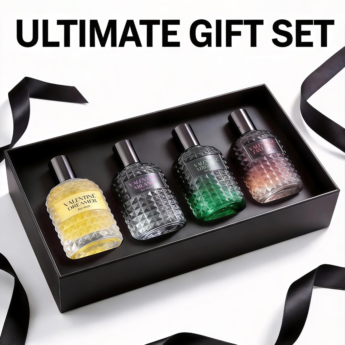 Valentine Cologne Set for Men - 4pc Eau de Parfum Combo | Floral & Woody Fragrance, 100ml Each