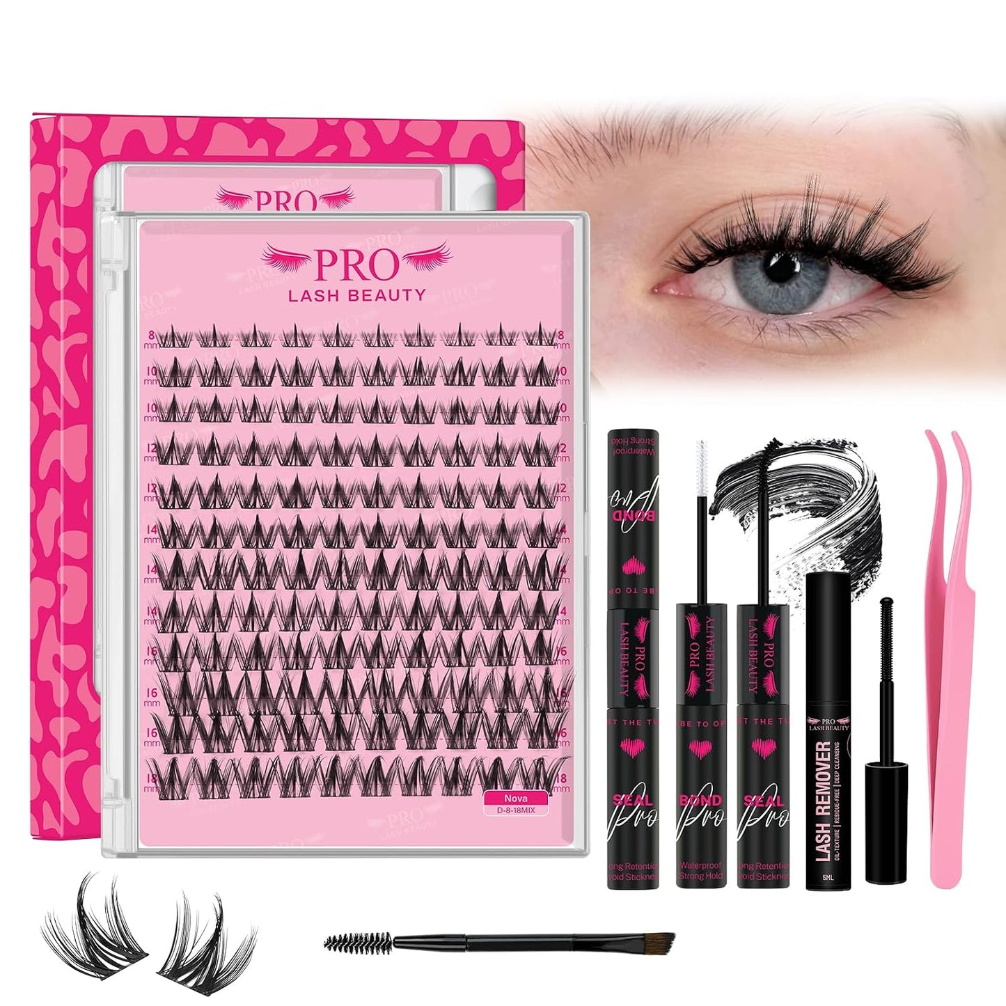 Lash Cluster Glue - Upgraded 2-in-1 Black Bond & Seal for Eyelash Clusters | Waterproof, Long-Lasting (10ml)