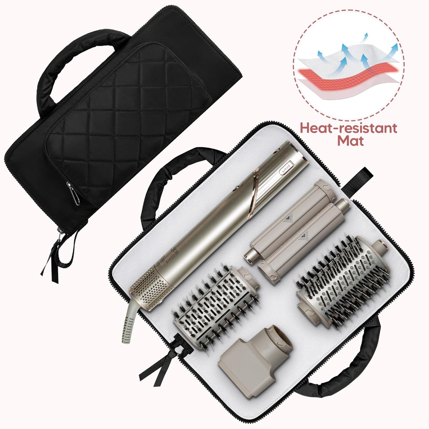 Heat Resistant Mat & Tool Organizer - Curling Iron Travel Bag for Hair Styling Tools | Black
