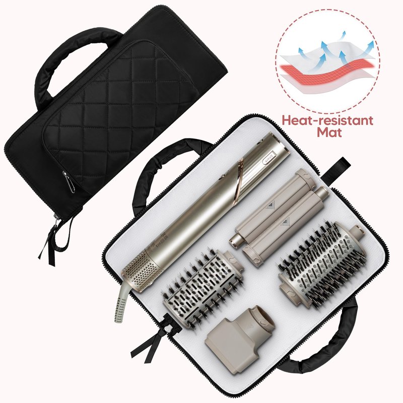 Trahzia Hot Tool Organizer, Heat Resistant Mat, Curling Iron Travel Bag, Hair Styling Tool Storage Case for Hair Straightener, Curling or Flat Iron, Black