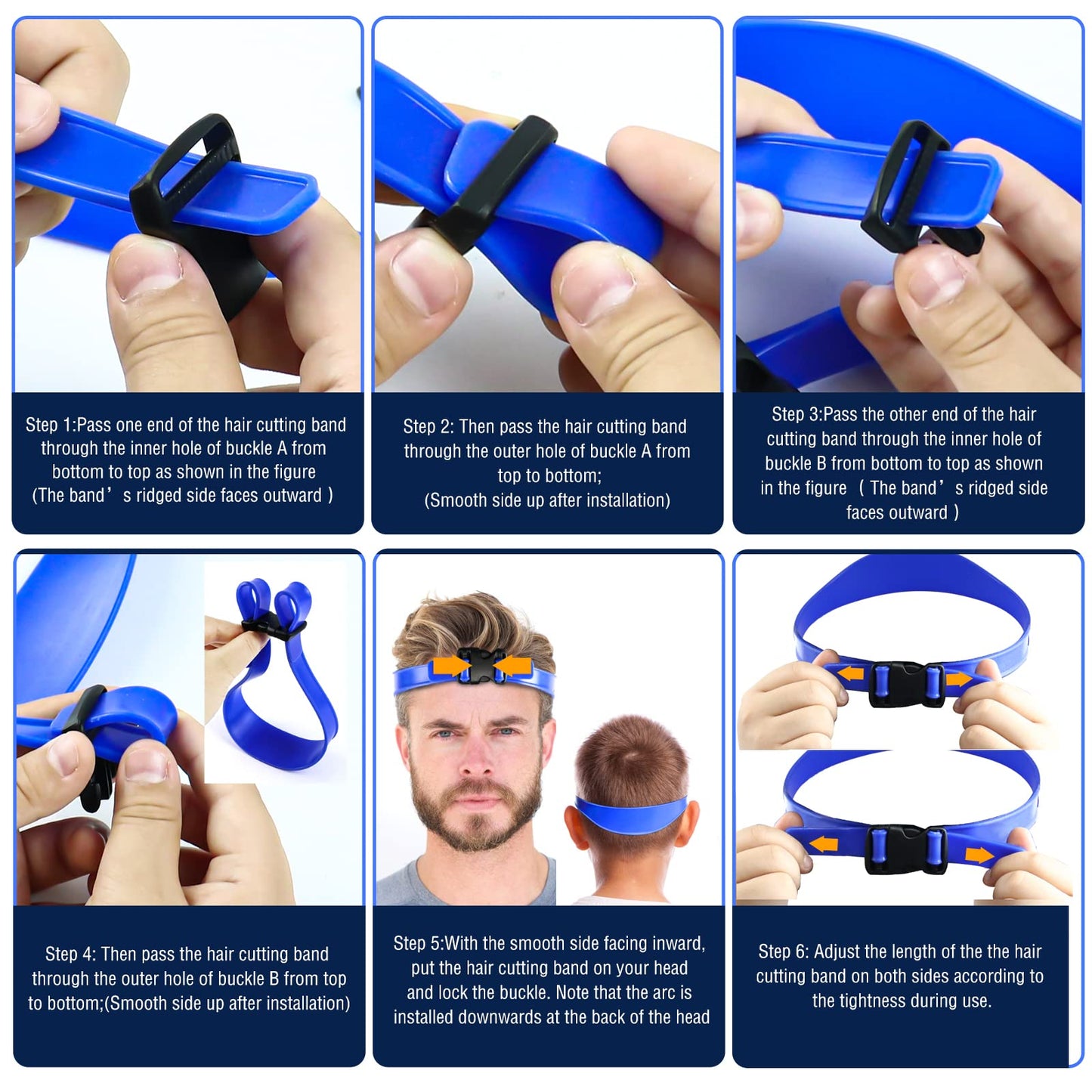 AOMGD Neckline Shaving Template and Adjustable Hair Trimming Guide,DIY Self Haircutting System, Shaving and Keeping a Clean and Straight Neck Hairline,Easy Use Tool Soft Portable(Blue)