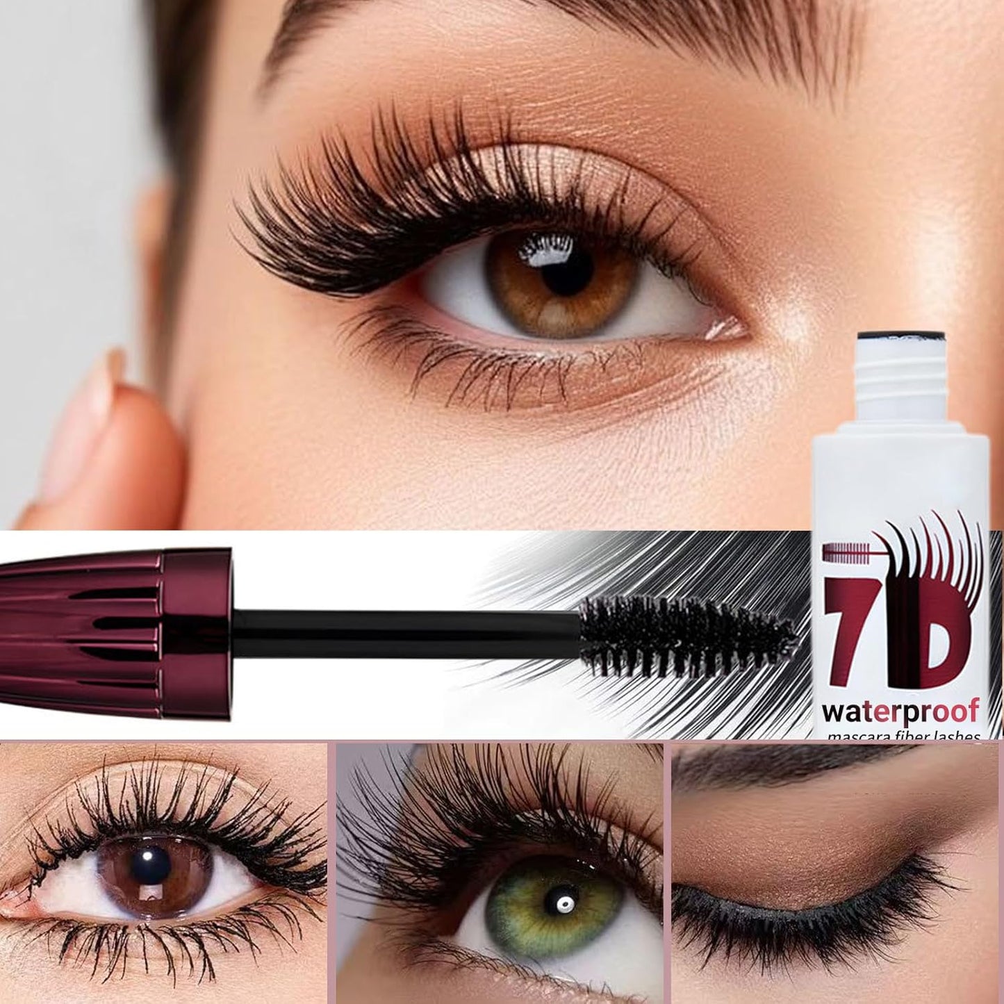7D Mascara Fiber Lashes - Waterproof Black Formula for Thick, Softer, Fuller Lashes | 2-Pack