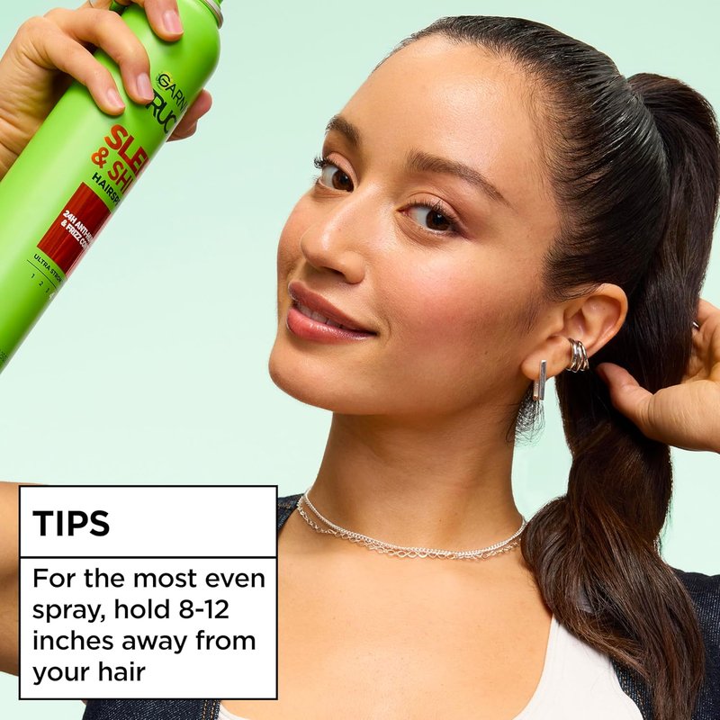 Garnier Fructis Sleek & Shine Anti-Humidity Hairspray - Ultra Strong Hold & Frizz Protection, 8.25 Oz