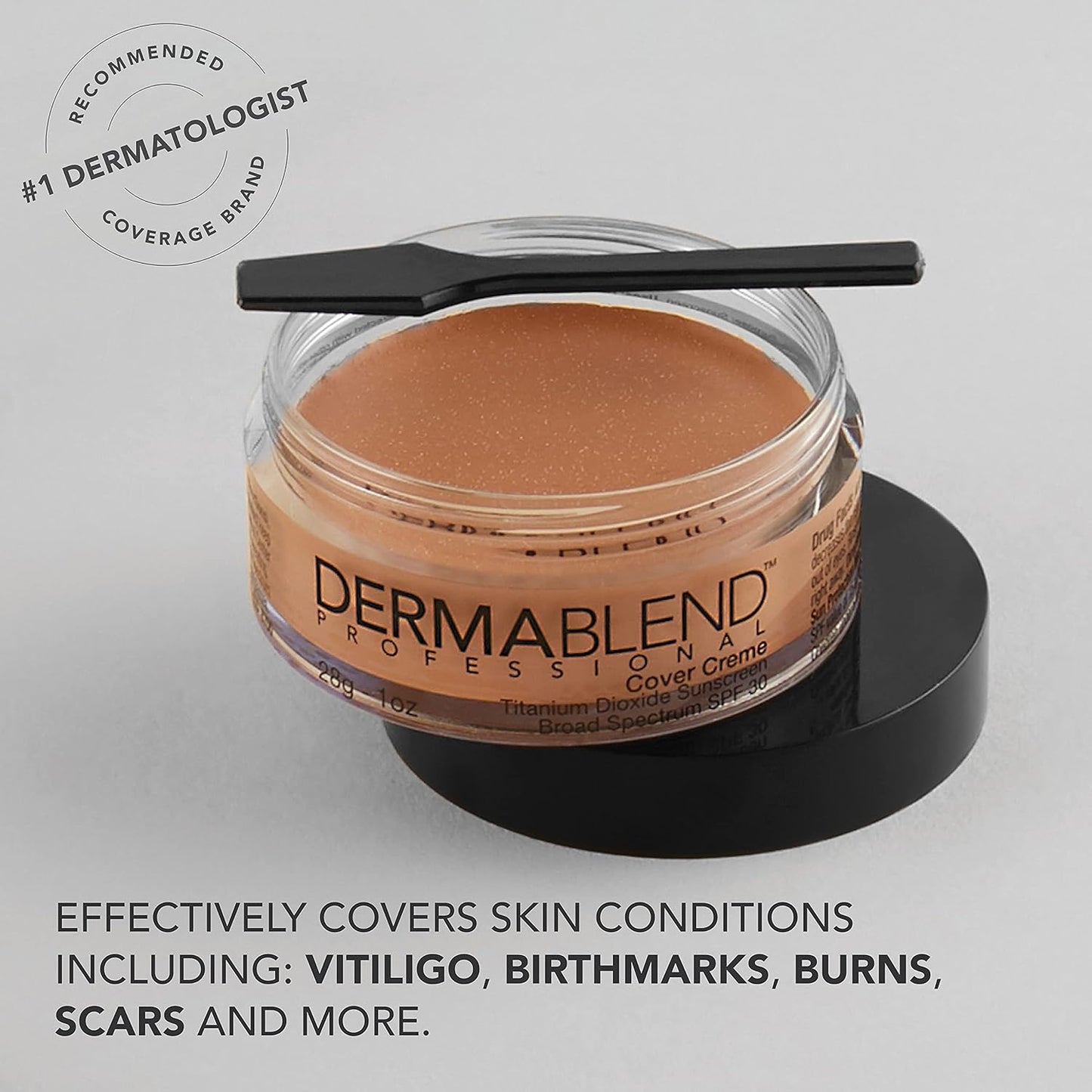 Dermablend Cover Crème - Full Coverage Foundation Makeup | Hydrating Cream Concealer for Dark Circles & Blemishes, SPF 30, 1 Oz