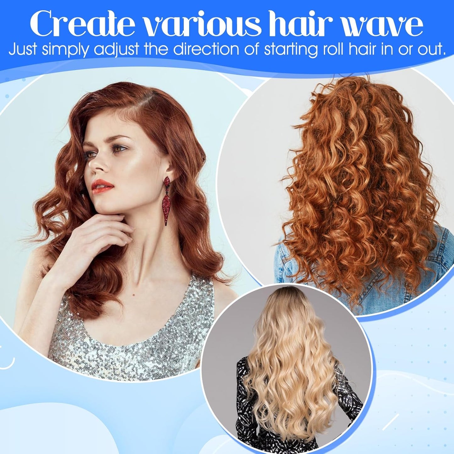 20 Pcs Perm Rods - Medium Curling Rods for Short Hair | Heatless Cold Wave Rollers (0.35 Inches, Blue)