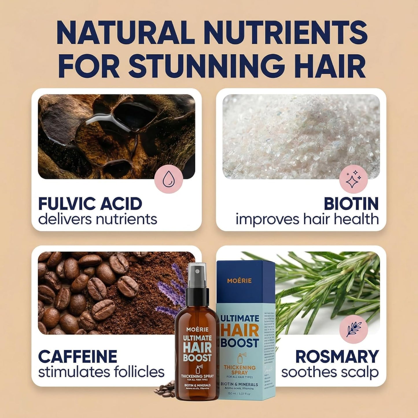 Moerie Hair Growth Serum Spray - Biotin & Rosemary Formula for Thinning Hair | Scalp Care & Regrowth Solution