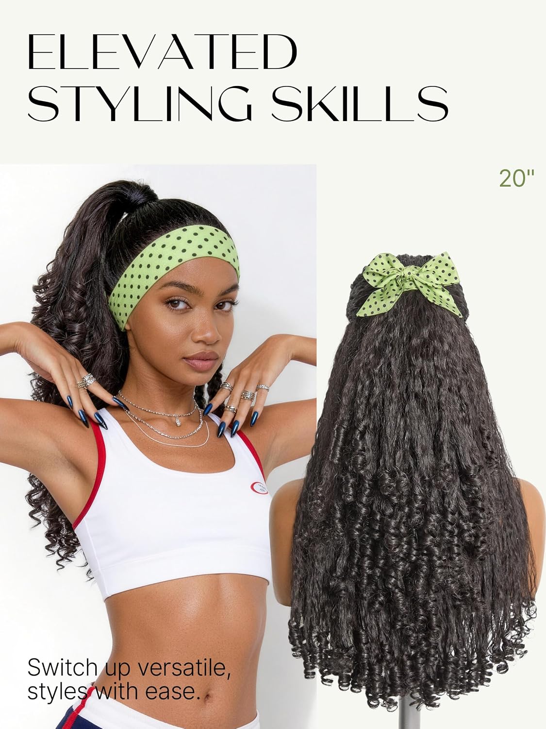Frodio Kinky Curly Half Wig - 20" Glueless Drawstring Wig | 200% Density Natural Black Hair