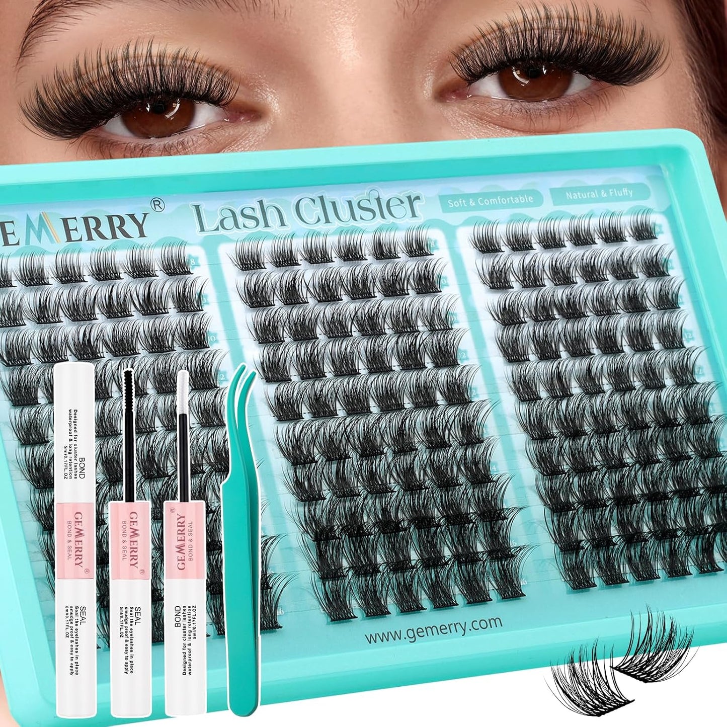 GEMERRY Wispy Lash Clusters - D-Curly Individual Eyelash Extensions | 8-16MM Lightweight DIY Lashes