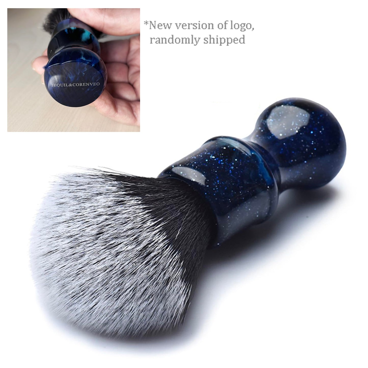JEQUIL&CORENVEO Luxury Synthetic Shaving Brush With Aesthetic Resin Handle, 24mm Extra Dense Knot