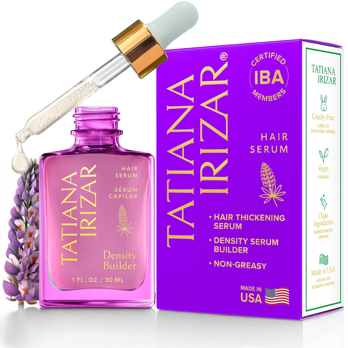 Hair Thickening Serum - Hair Density Serum Builder for Women Made in USA 30ml - Clinically Proven Scalp Treatment Non-Greasy - Biotin, Argan, Caffeine & Pea Peptides - Thinning, Fine or Damaged Growth