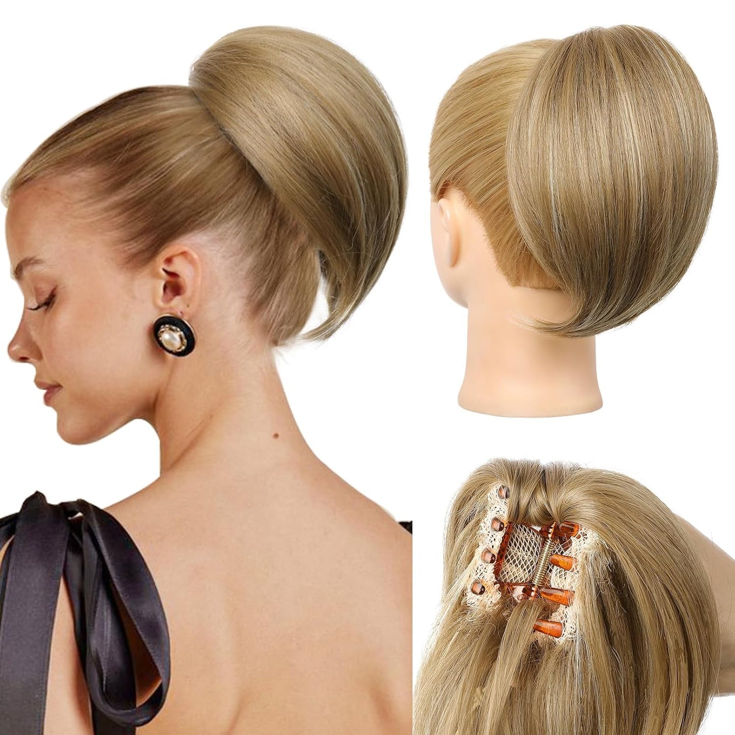Ponytail Extension - 8" Short Mini Claw Clip Hairpiece for Fine Thin Hair | Soft Feather-Light Black