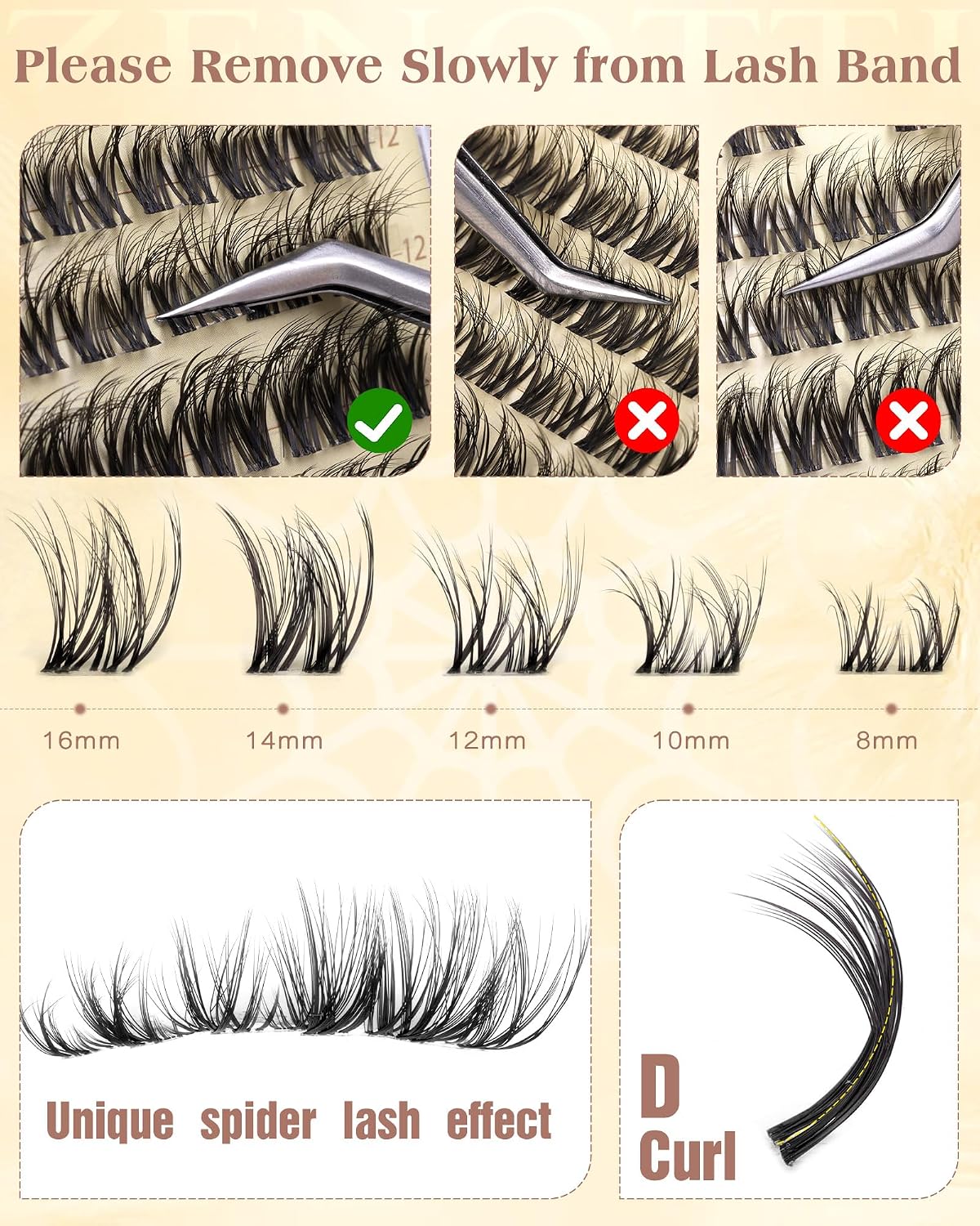 Wispy Spider Lash Clusters - Natural D Curly Eyelash Extensions | DIY Individual Lashes 8-16mm
