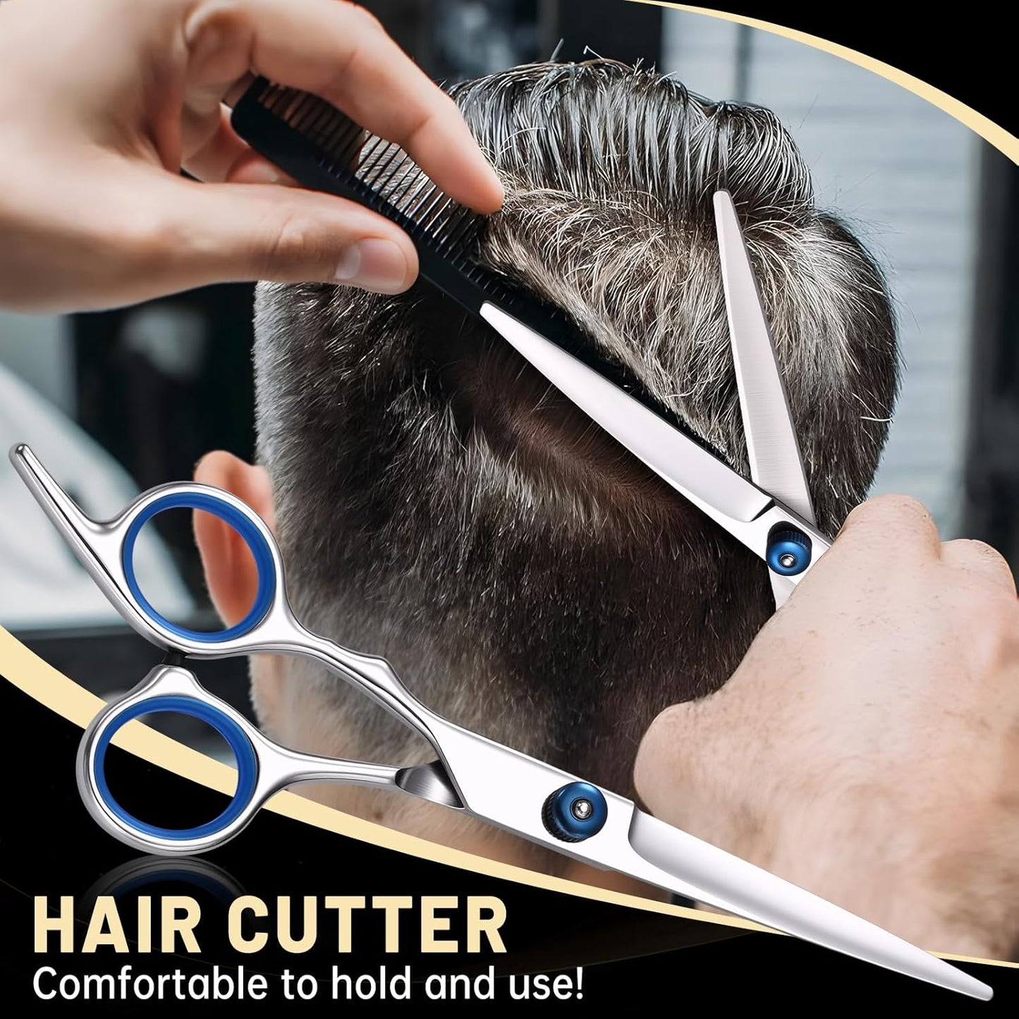 Professional Hair Cutting Scissors Set - Stainless Steel Barber Shears & Thinning Shears for Men, Women & Kids | LFJ1234