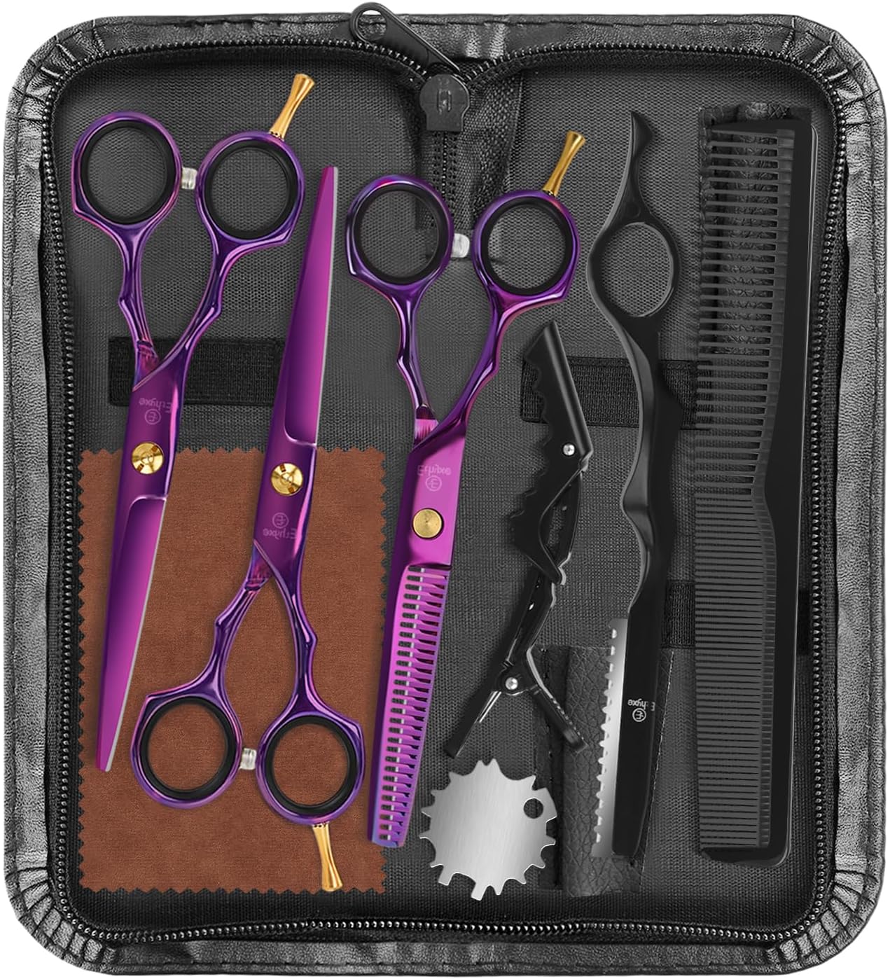 Professional Black Hairdressing Scissors - 6.5" Japanese Stainless Steel Thinning & Trimming Shears | Salon-Grade Barber Tools