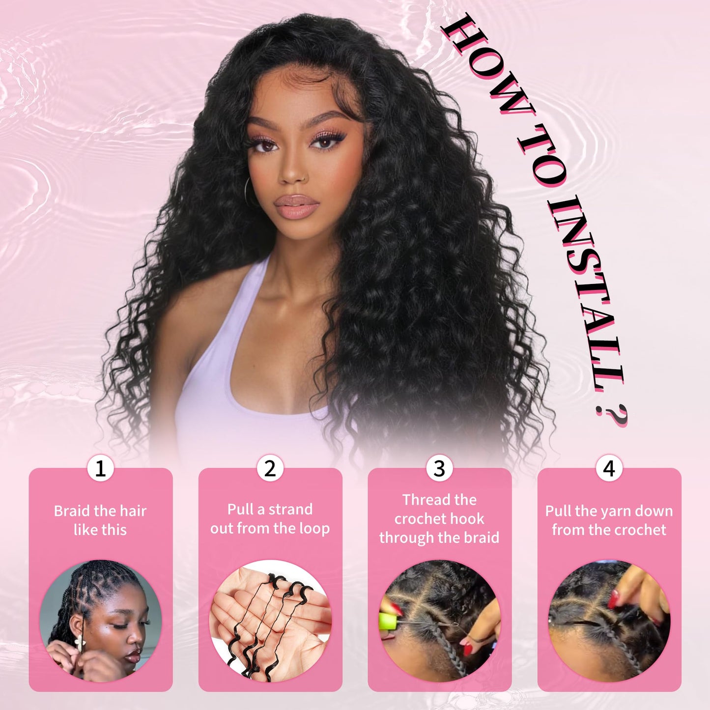 DFHIHCP Deep Wave Miracle Knots Feather Crochet Human Hair 14 Inch 120g