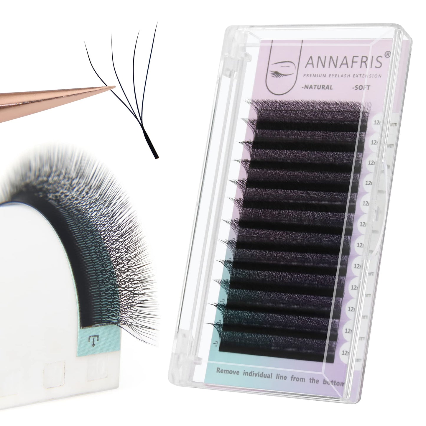 ANNAFRIS 4D Premade Fan W Shape Eyelash Extensions Volume Self Fanning False Lashes Makeup Supplies Professional Use Lash Extension