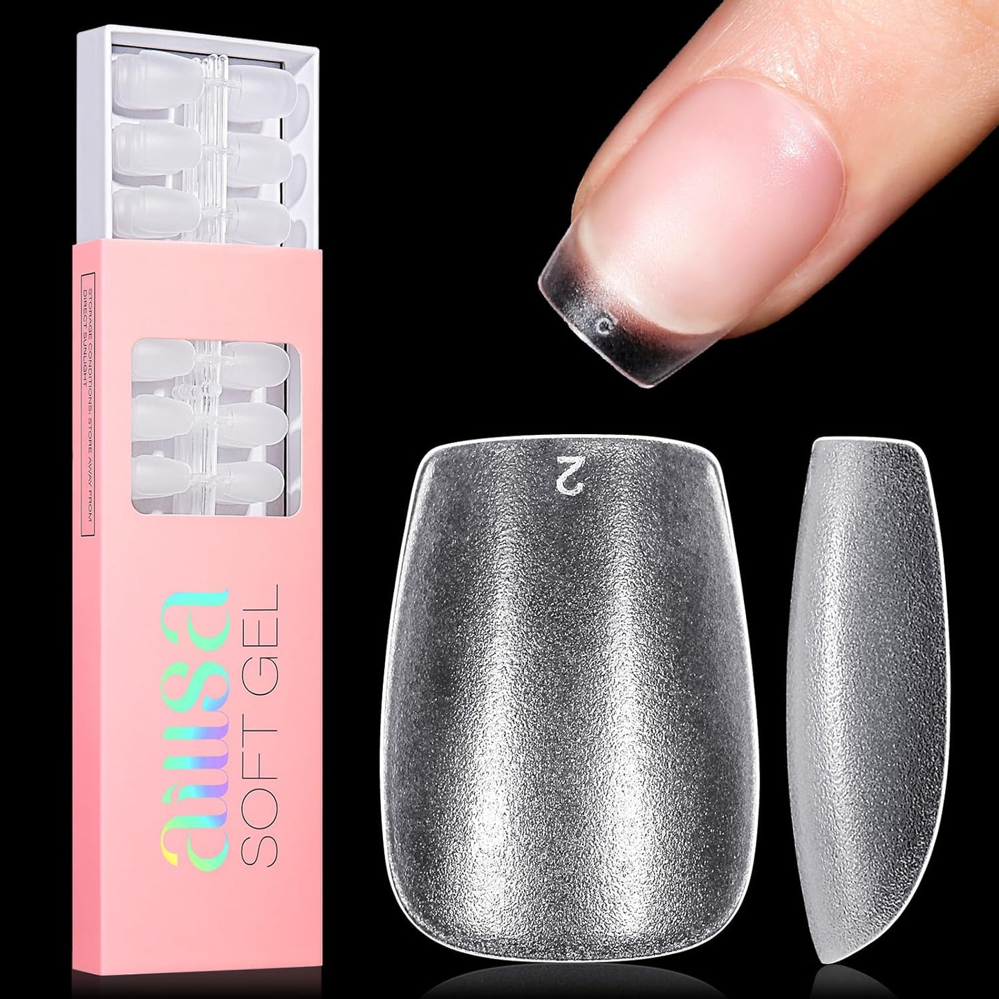 Almond Nail Tips - 450pcs Soft Full Cover Gel Nails | Pre-shaped Press-On Extensions in 15 Sizes for Beginners