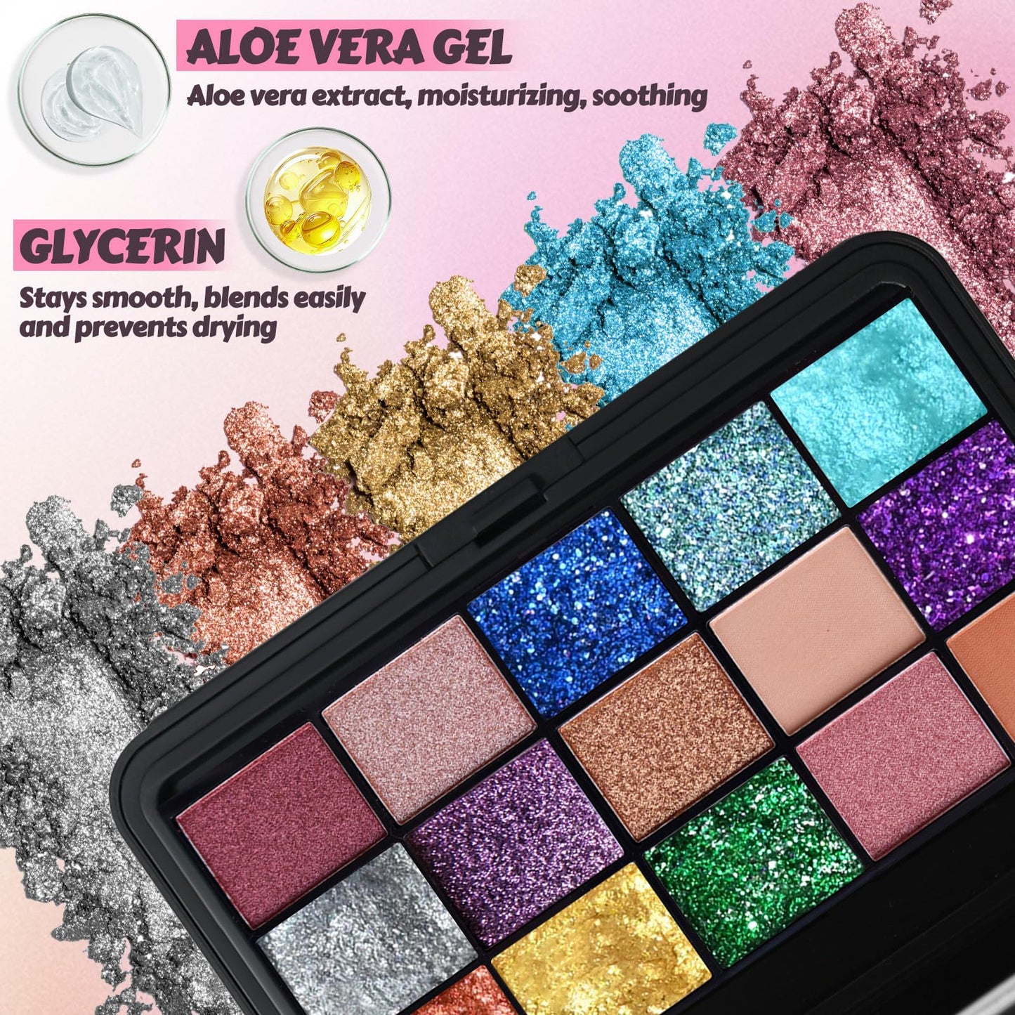 Gdblsm Eyeshadow Making Kit- 18 Colors Professional Eyeshadow Palette, Make Your Own Eyeshadow with Mirror Shimmer Matte Glitter Pigment Pressed Eye Shadow Makeup Pallet Kit Gift for Girl Women