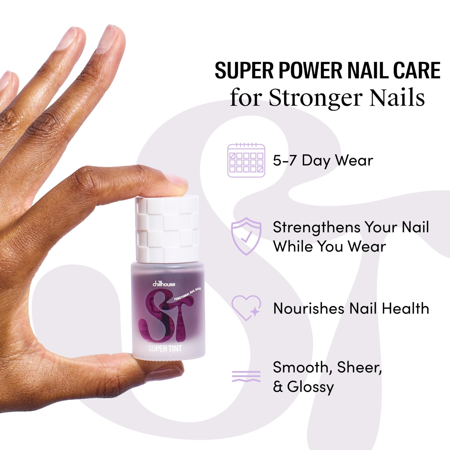 Chillhouse - Super Tint (Grape Goop) Grapseed Extract - Sheer Functional Nail Tint - 5-7 Day Wear - Buildable Color - Keratin, Vitamin E, Vitamin C, AHA - Women Owned - Beauty & Self Care - 1 fl oz