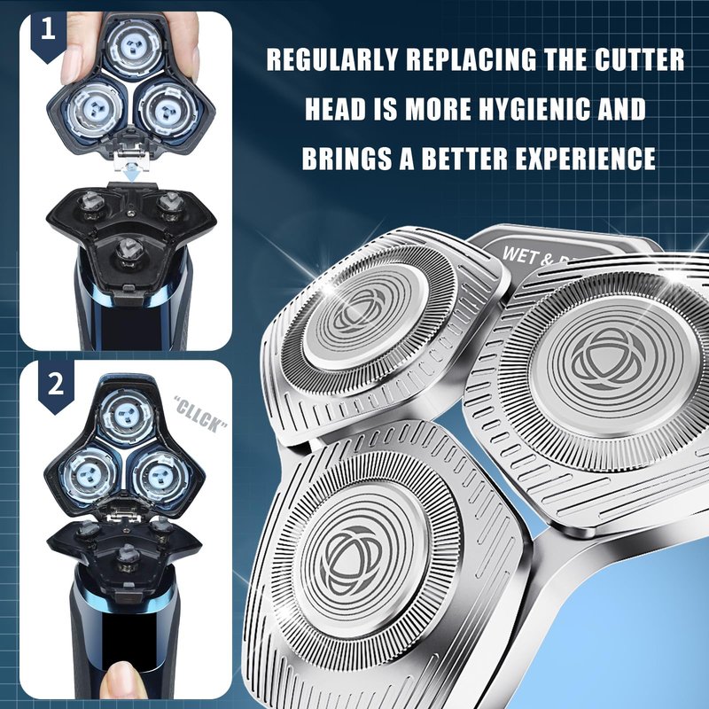 2 Pack SH71/50 Shaving Heads Compatible with Phili*s Shavers Series S5000 (S5XXX),S7000 (S7XXX) (Silver)