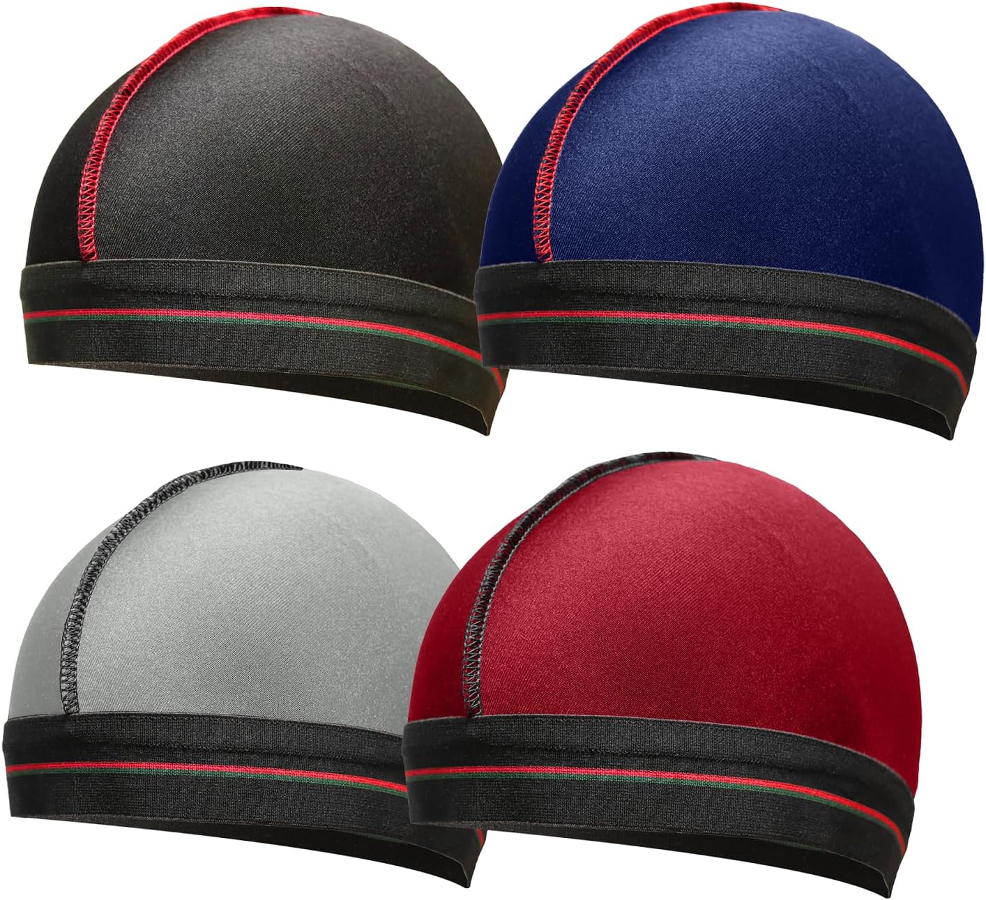 Silky Stocking Cap for Men & Women - Black Compression Wave Cap for 360 Waves | 4-Piece Set