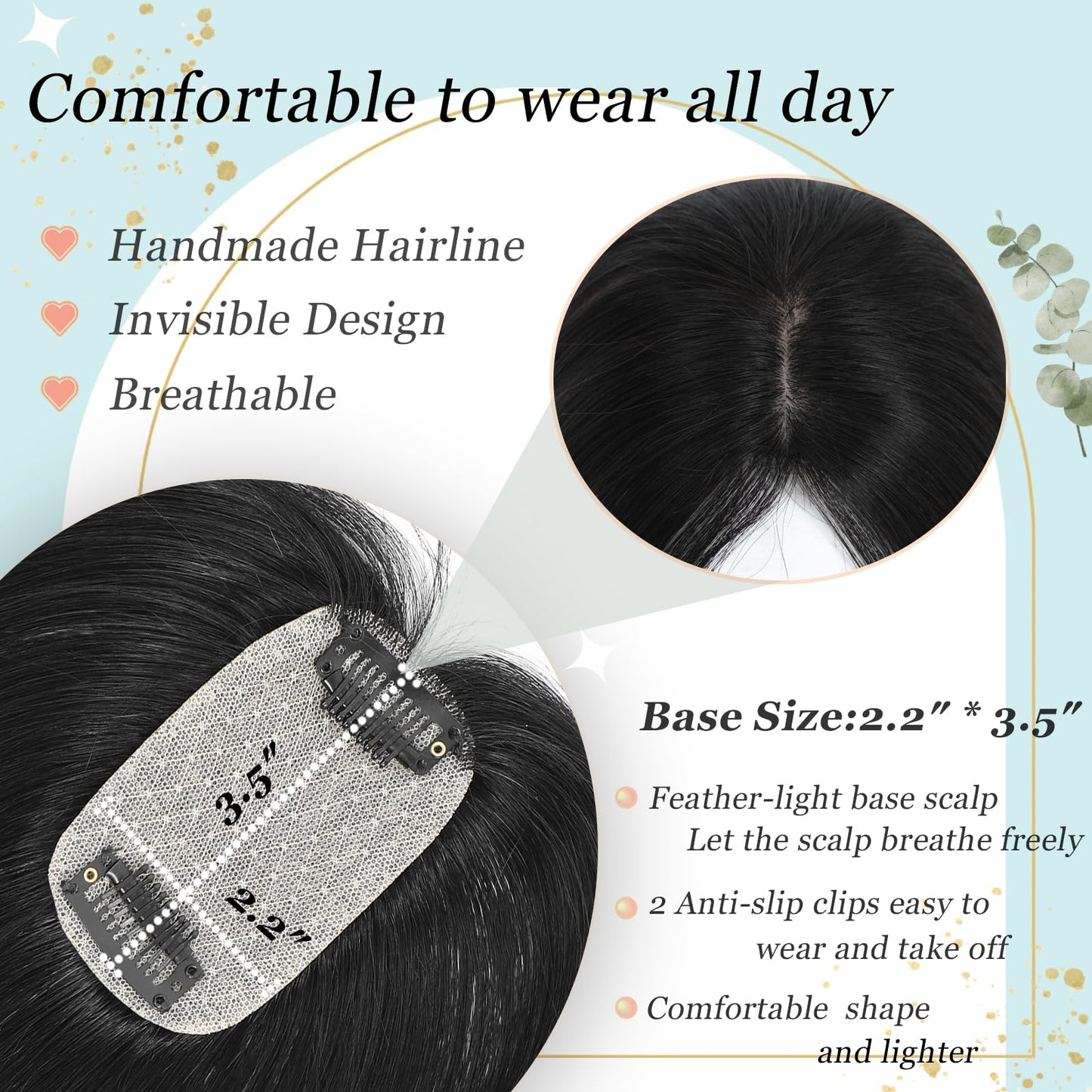 OOPPOO Hair Toppers for Women Real Human Hair, 12 Inch Toppers Hairpieces for Women with Side Bangs Upgraded Lace Base for Thinning hair to Add Volume