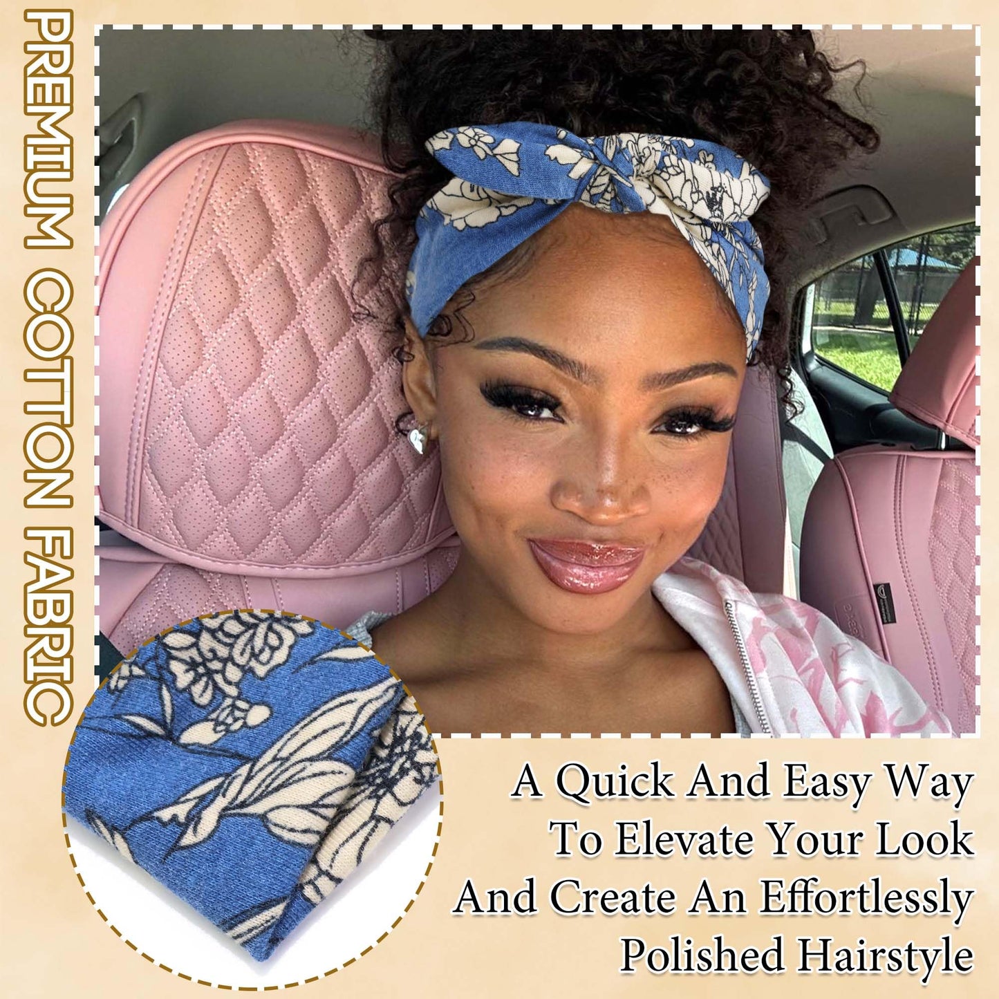 FARSYOD Headbands for Women Floral Boho Bandana Head Bands Wide Head Wraps Knotted Bow Hair Scarf Headband Non Slip Turban Fashion Hair Bands Cute Bandanas For Women Girls 4 Pack