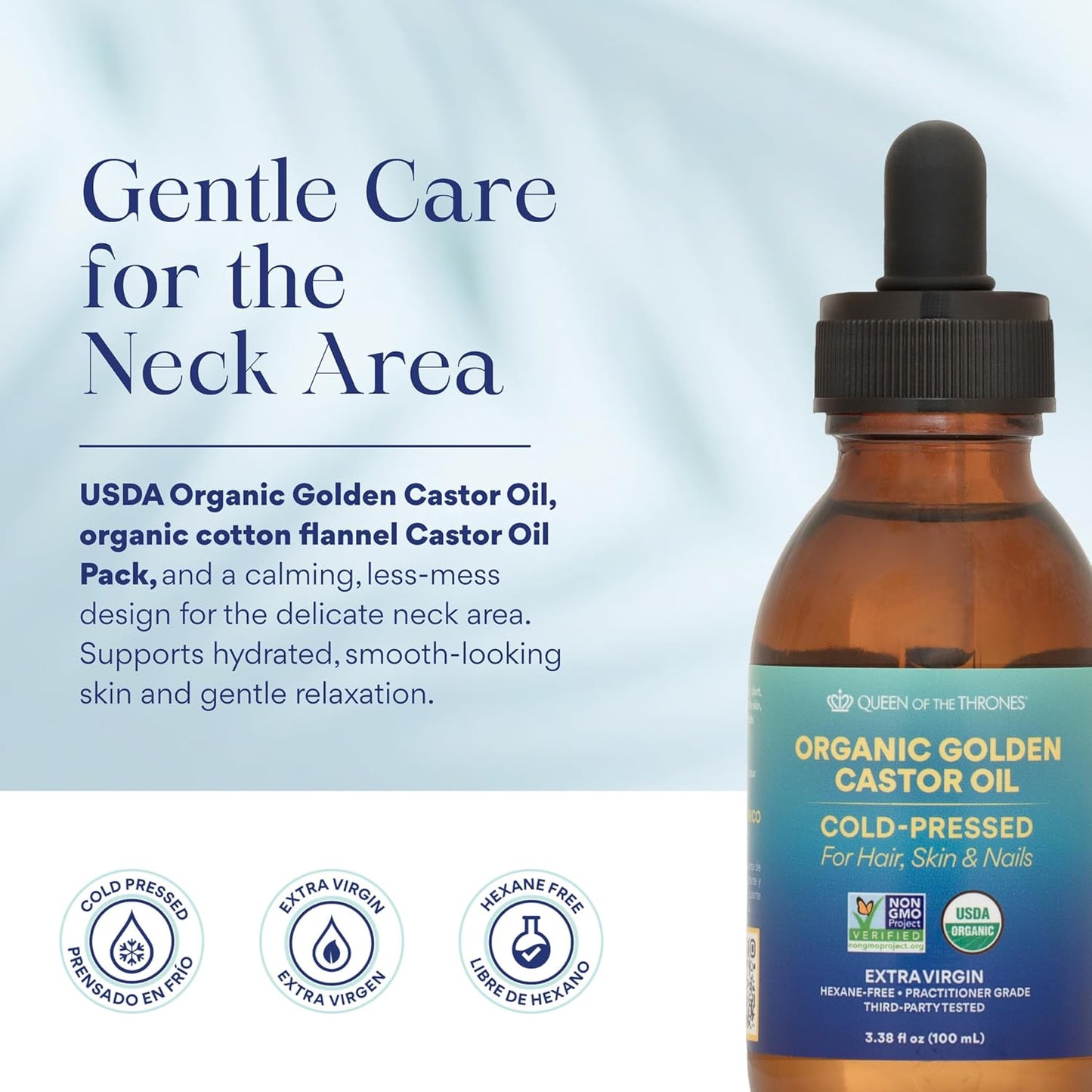 Castor Oil Pack for Neck - Reusable Organic Cotton Flannel | Naturopathic Doctor Designed