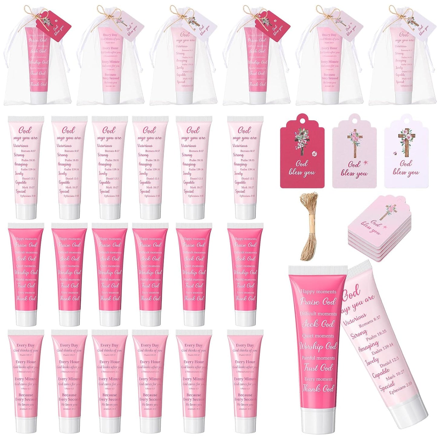 Christian Gifts for Mom - 12 Pink Hand Creams with Bible Verses | Perfect Mother's Day Church Favors