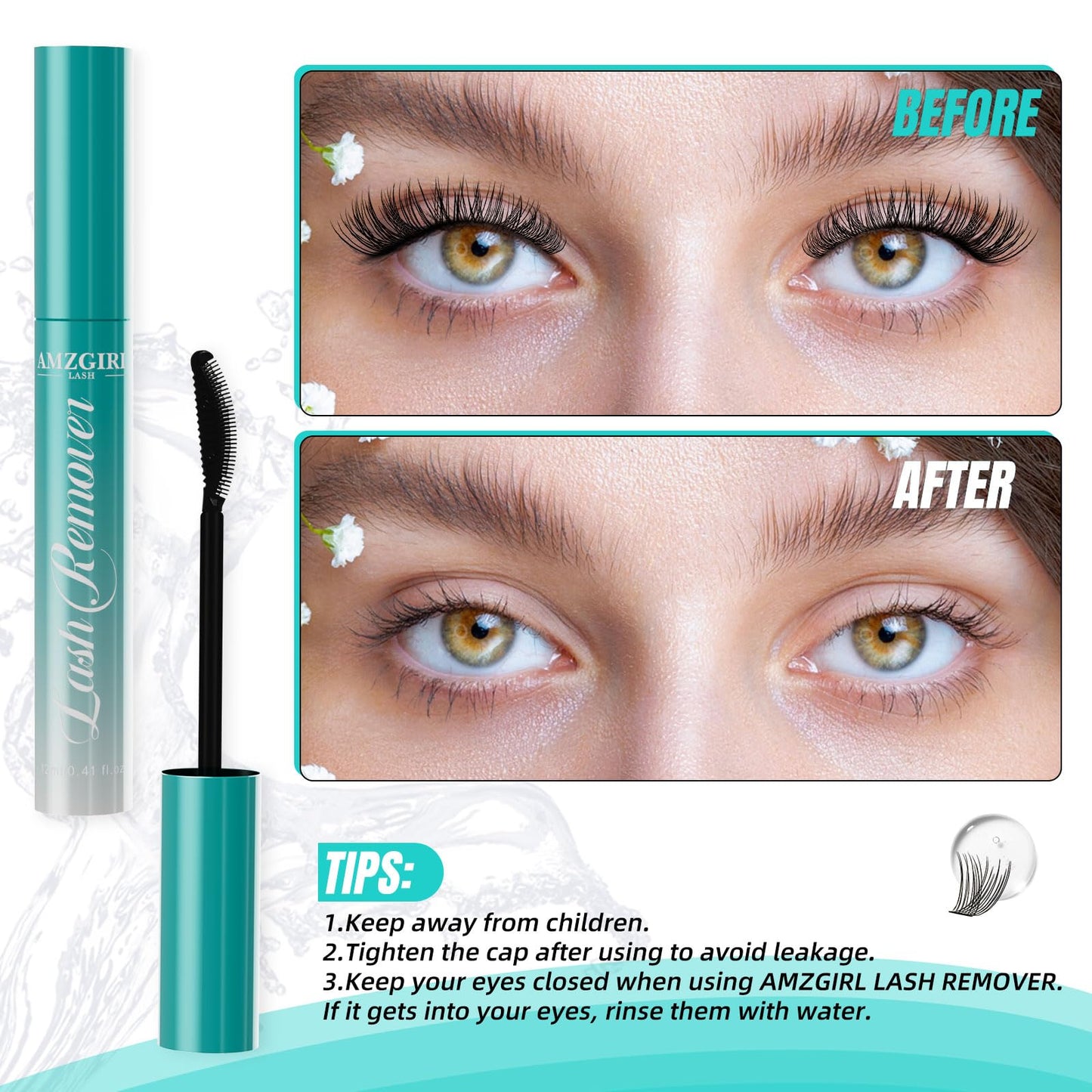 Eyelash Extension Remover 12ML,Lash Cluster Remover for Lash Extensions,Individual Lashes Remover Non Irritating,DIY Eyelashes Clusters Glue Remover Oil,Eye Cleanser for Removal DIY Lash Extensions