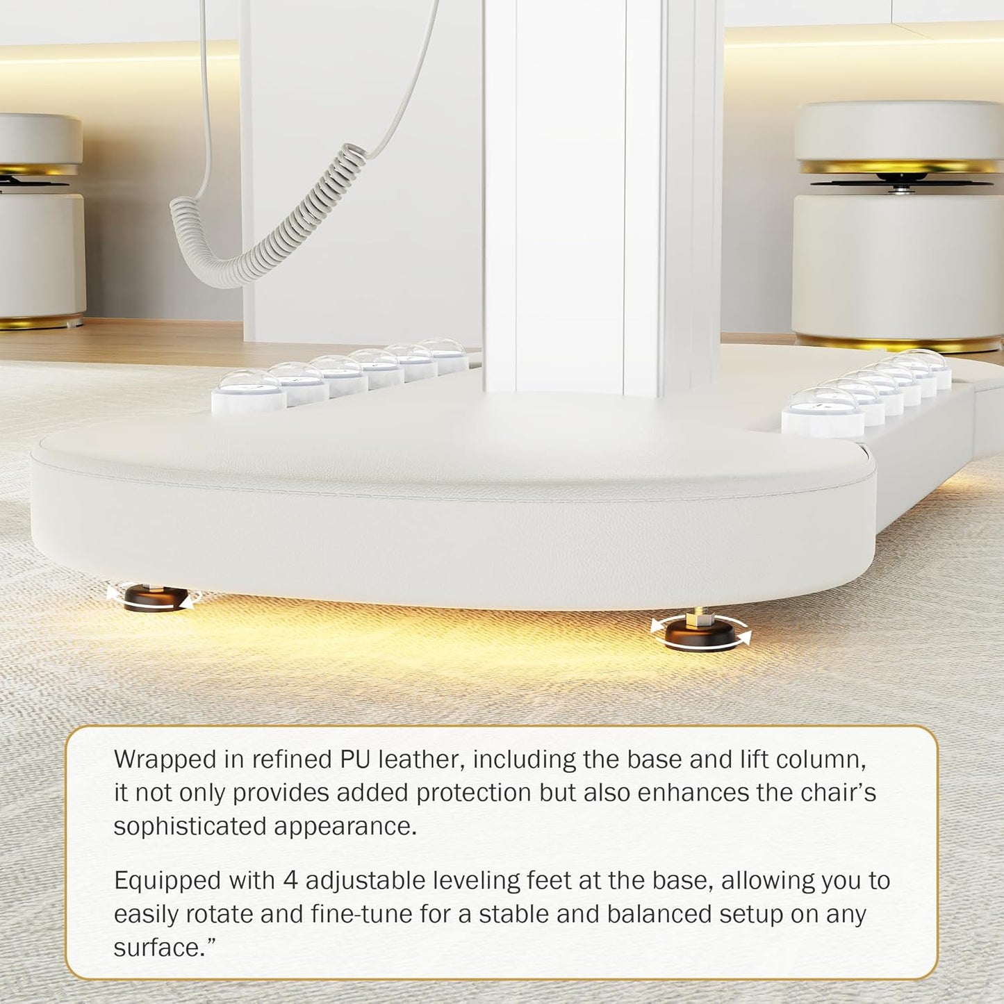 Electric Spa Table with LED Light - 3 Motor Height Adjustment, Adjustable Backrest & Leg Support | White