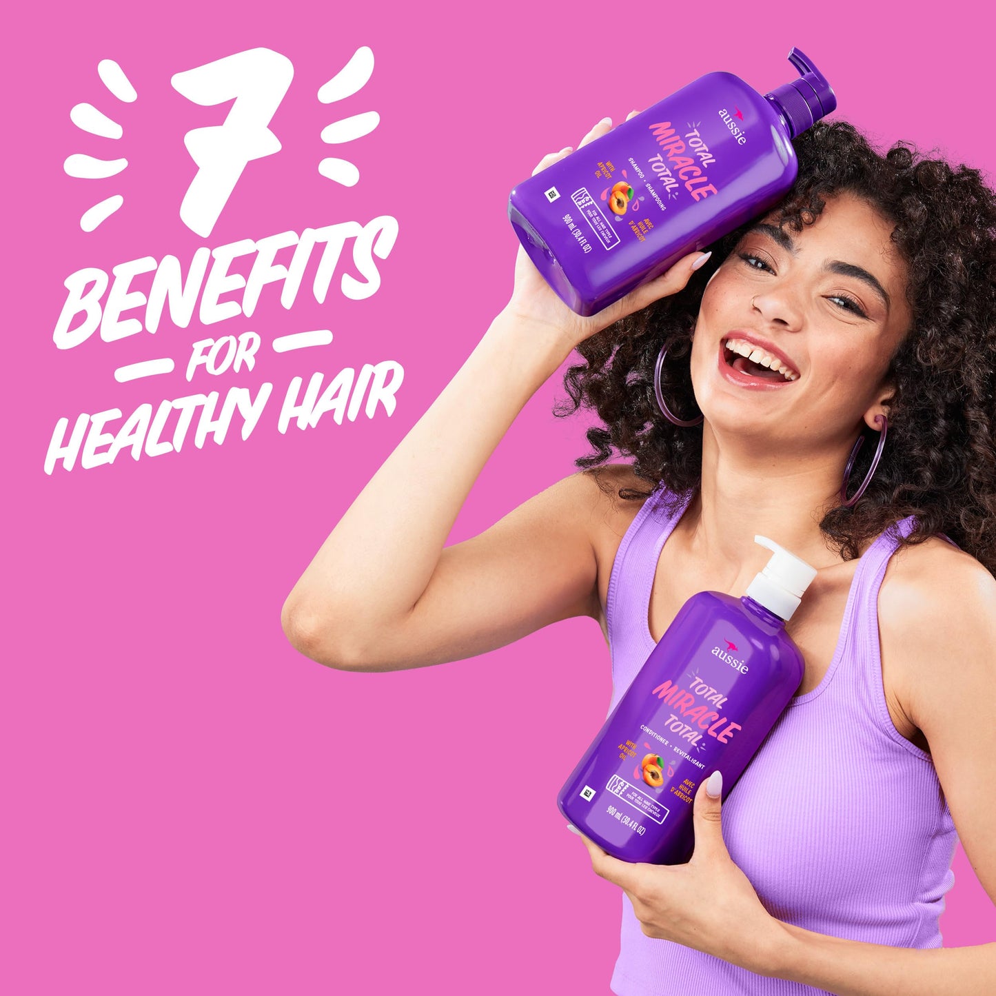 Aussie Total Miracle 7 Benefit Shampoo for Dry, Damaged Hair of All Types, Paraben-Free, 30.4 fl oz, 4-Pack