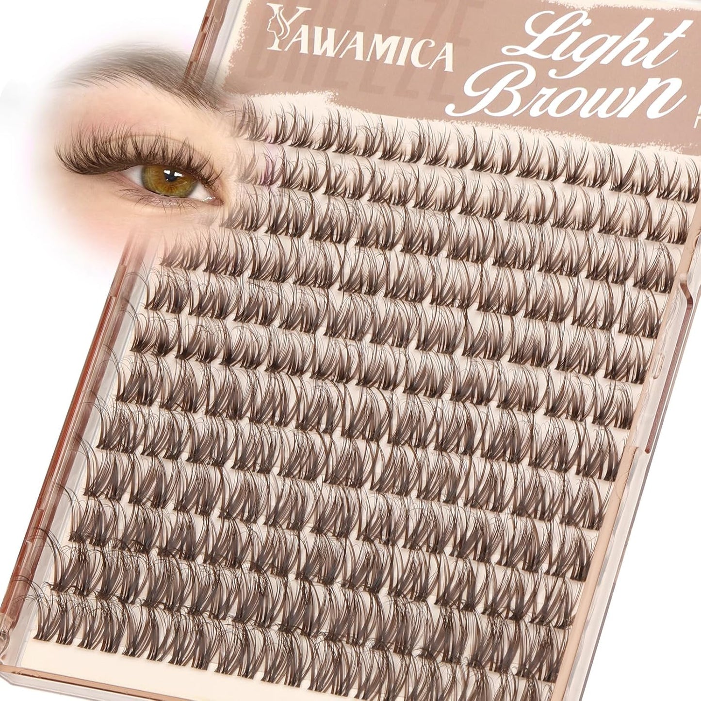 Eyelash Extension Kit - Fluffier Thick Volume 14-20mm D Curly Mink Lash Clusters | 240pcs DIY Individual Lashes with Bond, Seal & Applicator